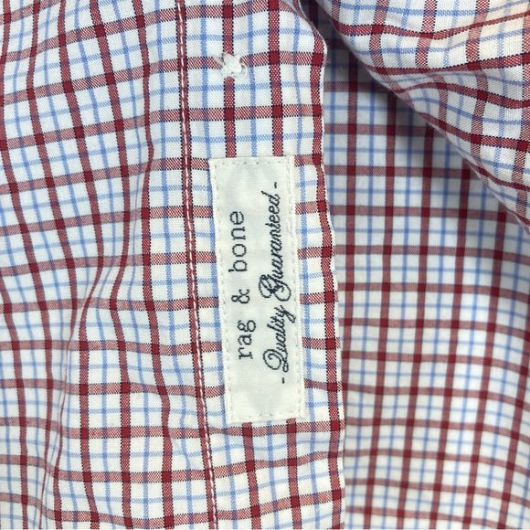 rag & bone Tailored Workwear Button Down Shirt Men's Small Cotton Red White - Picture 10 of 13